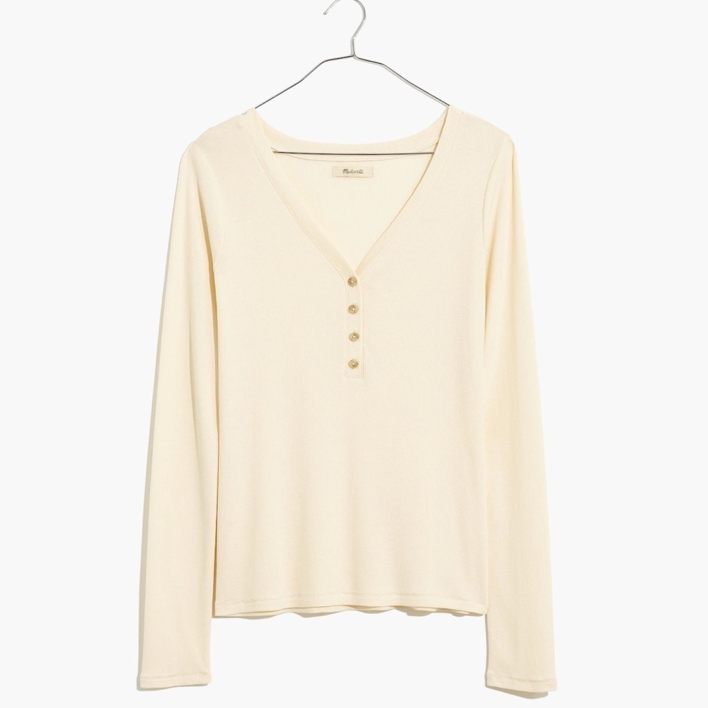 Madewell Drapey-Rib Henley Tee NB535